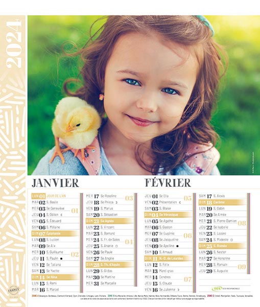 Calendrier publicitaire animaux, Enfants et animaux