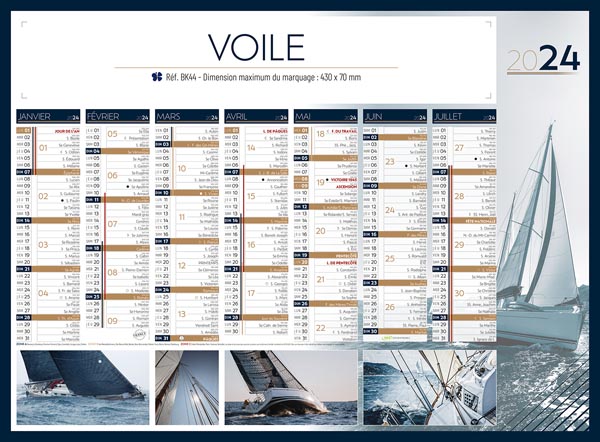 Calendrier publicitaire bateau, Voiles