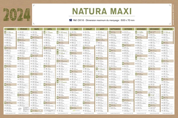 Calendrier Publicitaire Natura Maxi