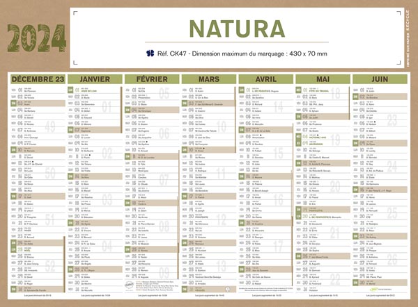 Calendrier Publicitaire Natura