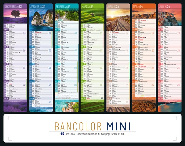 Calendriers Publicitaires Bancaires 65x43mm, 2024