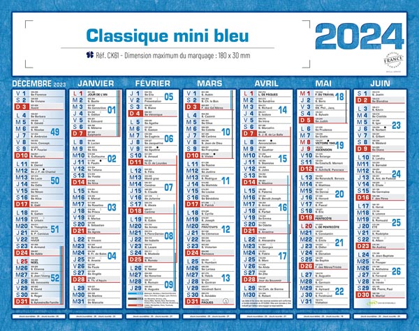 Calendrier publicitaire petit format, Classique Mini