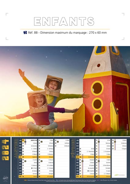 Calendrier de poche enfants Chloé 2024 - Le Calendrier Pub Marquage Quadri