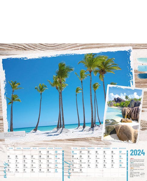 Calendrier publicitaire plage, Plages du monde