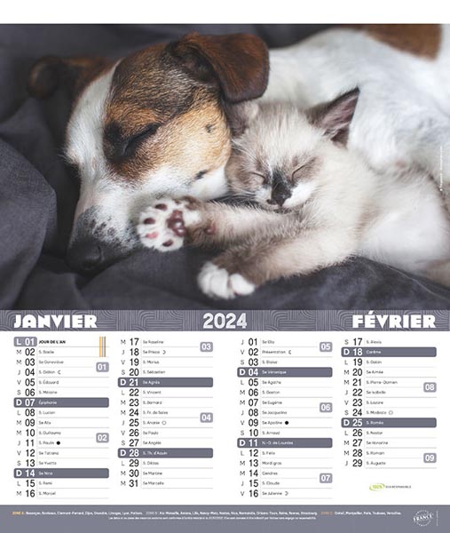 Calendriers publicitaires chats, Chiens et Chats