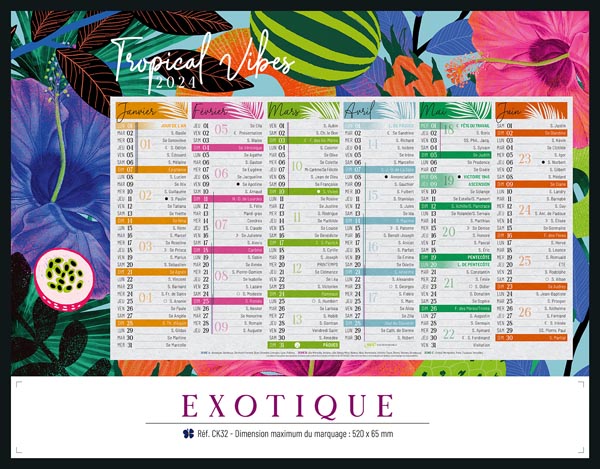 Calendriers publicitaires paysages, Exotique