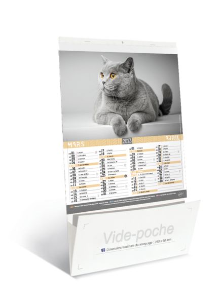 Calendriers publicitaires vide poches chats chiens, Chats et Chiens