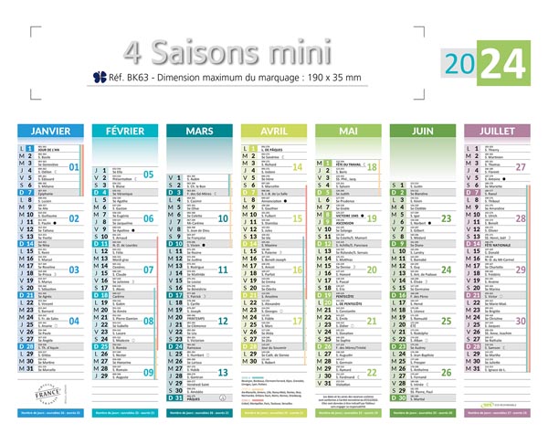Minis calendriers publicitaires, Mini Les 4 Saisons