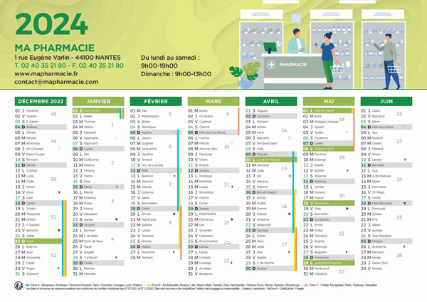 Pharmacie - Calendrier Personnalisé