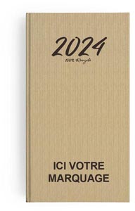 Agenda personnalisable 2024 emboite mini kraft - 90 x 165 mm