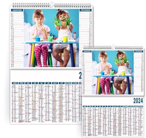 Calendrier personnalisé 2024 - 2 en 1 jeux d'enfants - 330 x 470 mm