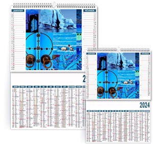 Calendrier publicitaire 2024 - 2 en 1 couleurs voyage - 480 x 700 mm