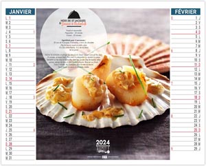 Calendrier publicitaire 2024 - 2 en 1 plats et desserts - 330 x 470 mm 1