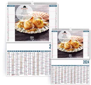 Calendrier publicitaire 2024 - 2 en 1 plats et desserts - 330 x 470 mm