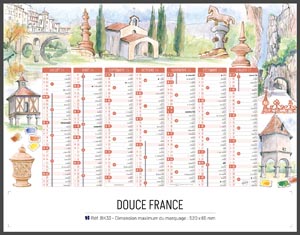 Calendrier bancaire publicitaire peinture France, Paysage France 1