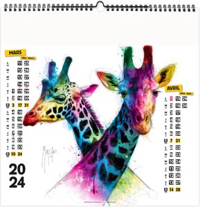 Calendrier illustré 2024 - animals pop'art - 330 x 330 mm 5