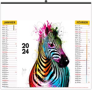 Calendrier illustré 2024 - éco animals pop art - 480 x 350 mm 1