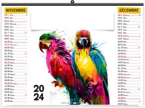 Calendrier illustré 2024 - éco animals pop art - 480 x 350 mm 12