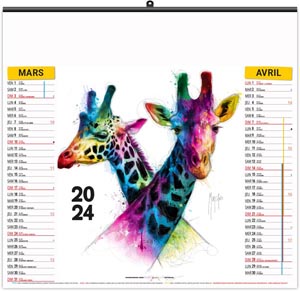 Calendrier illustré 2024 - éco animals pop art - 480 x 350 mm 2