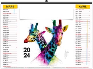 Calendrier illustré 2024 - éco animals pop art - 480 x 350 mm 8