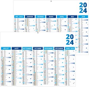 Calendrier bancaire personnalisable 2024 - florentin bleu - 430 x 335 mm