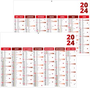 Calendrier bancaire personnalisable 2024 - florentin rouge - 270 x 208 mm