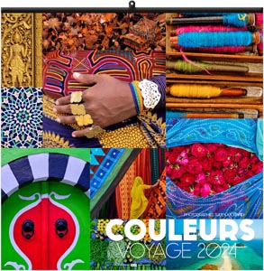 Calendrier illustré 2024 - couleurs voyage - 330 x 330 mm 1