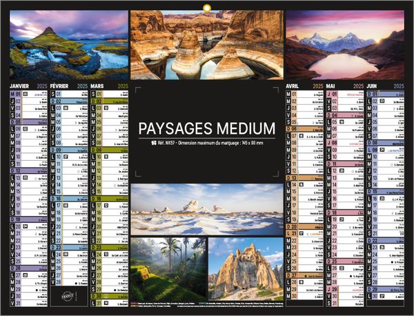 Calendrier bancaire Paysages Medium publicitaire