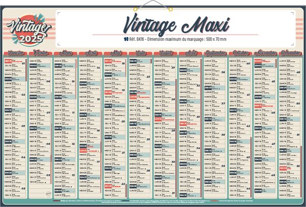 Calendrier de banque, Vintage