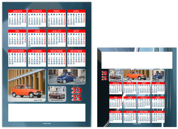 Calendrier mag design car 2025