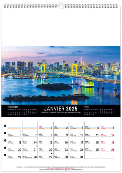 Calendrier mural mégalopolis 2025