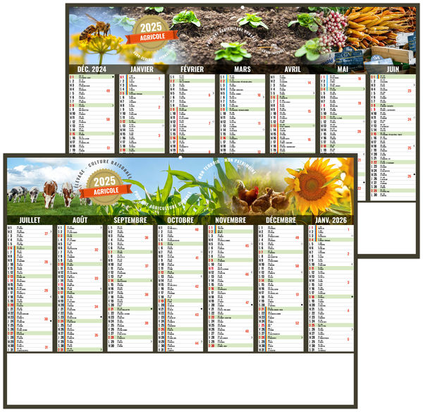 Calendrier personnalisable agriculture 2025
