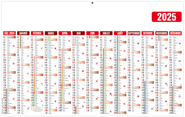 Calendrier personnalisable ecomax rouge 2025