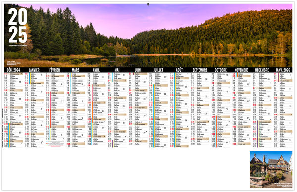 Calendrier personnalisable libre choix alsacien 2025