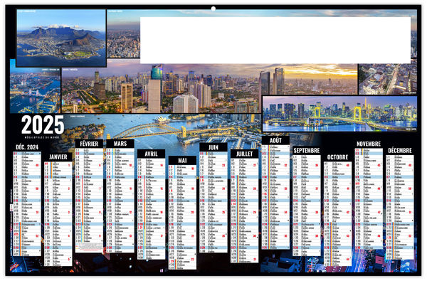 Calendrier personnalisable tour du monde 2025