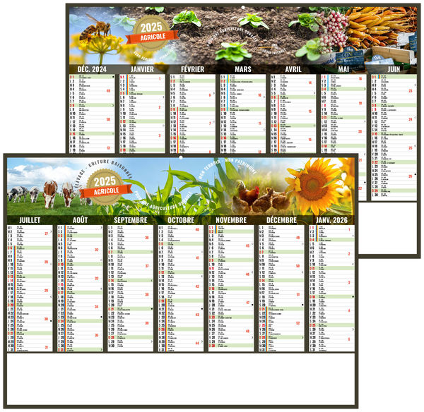 Calendrier personnalisé agriculture 2025