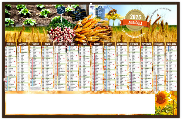 Calendrier personnalisé agrodurable 2025