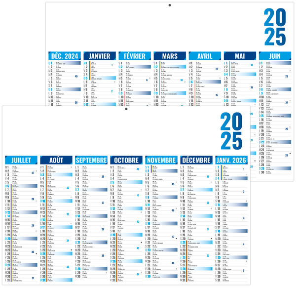 Calendrier personnalisé florentin bleu 2025