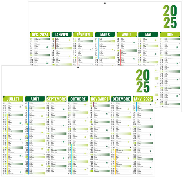 Calendrier personnalisé florentin vert 2025