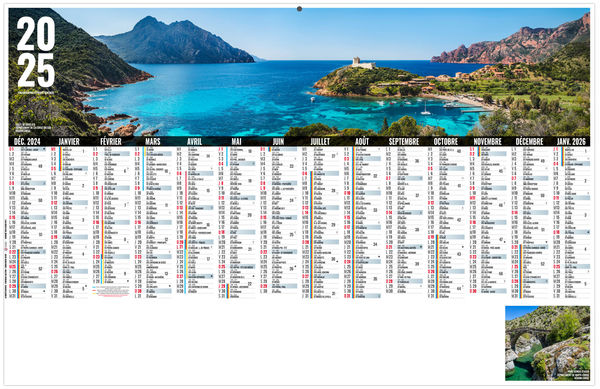 Calendrier personnalisé libre choix corse 2025