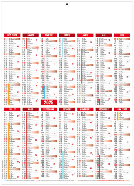 Calendrier personnalisé marianne rouge 2025