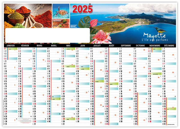 Calendrier personnalisé XXL effaçable mayotte 2025