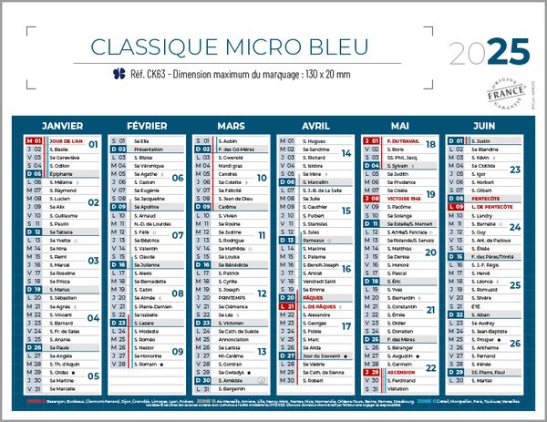Calendrier publicitaire, Classique Micro