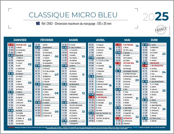 Calendrier publicitaire, Classique Micro