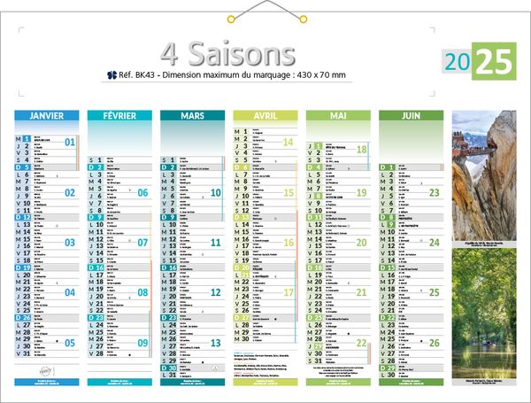 Calendrier publicitaire 4 saisons, Les 4 Saisons