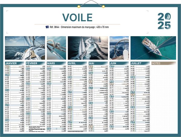 Calendrier publicitaire bateau, Voiles