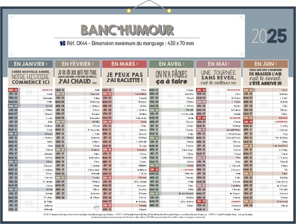 Calendrier publicitaire de banque humour, Humour