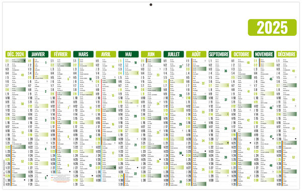 Calendrier publicitaire ecomax vert 2025