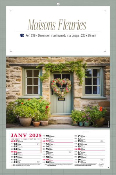 Calendrier publicitaire fleur, Maisons Fleurs