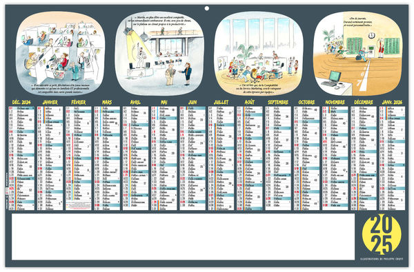 Calendrier publicitaire humour au travail 2025